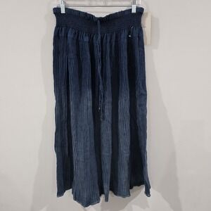 Womens Maxi Skirt Size XL Blue Ombre Boho Crinkle Peasant Ren Faire